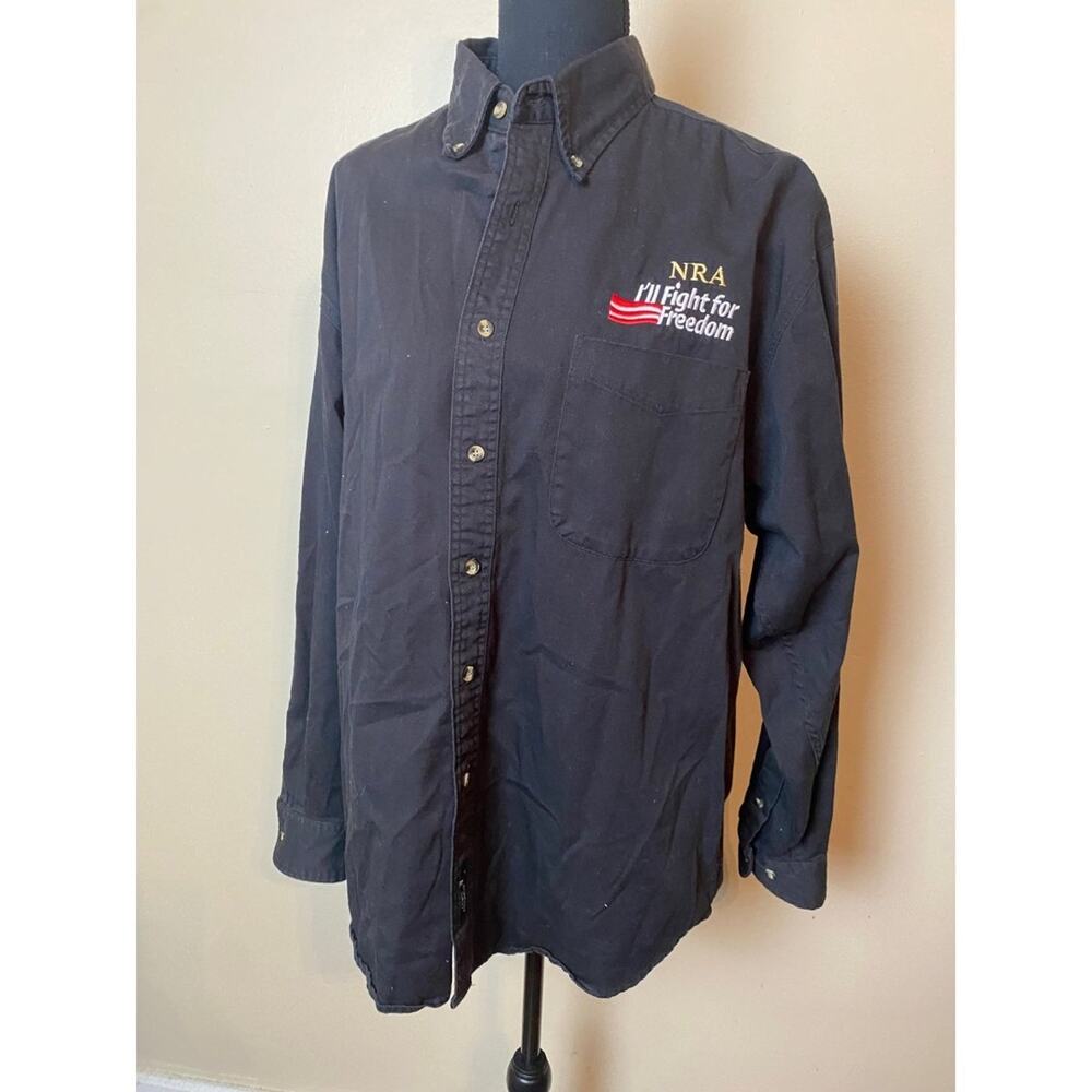 NRA mens button down long sleeve large vintage